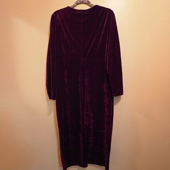 Esprlia Velvet Faux Wrap Long Sleeve Dress 14W - Picture 6 of 7
